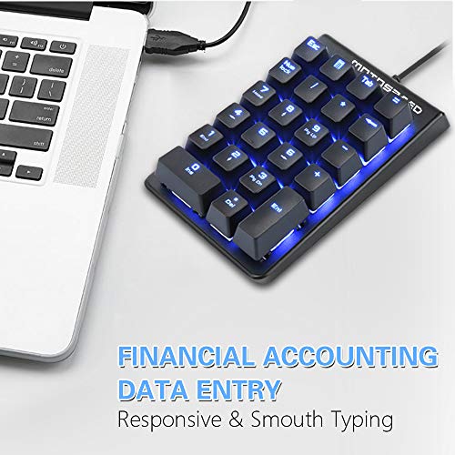 MOTOSPEED Mechanical Numeric Keypad Red Switch Wired 22 Keys Mini Numpad Portable Keypad Backlight Gaming Keypad Extended Layout for Cashier