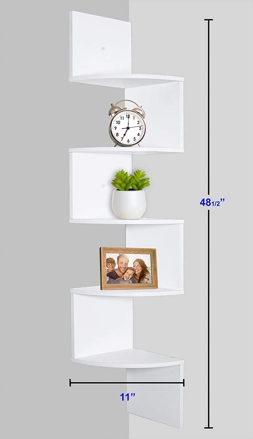 Greenco 5 Tier Wall Mount Corner Shelves White Finish: Home & Kitchen