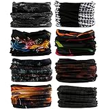 16-in-1 12PCS/8PCS/6PCS Multifunctional Headwear yoga Sports Stretchable Casual Headband Seamless Uv Solid Moisture Neckwarmer Headwrap Mask Bandana Scarf (8PCS-DHS V)