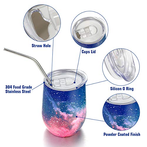 image for Stainless Steel Stemless Wine Tumbler - Deedro 12 oz Double Wall Vacuu