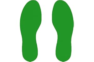 ifloortape 9.5" Green Footprints for 5S Lean Organization Floor Marking,Industrial Adhesive with Removable Liner,Ideal for Warehouse, Factory & Office - 6 Pcs (3 Pairs)