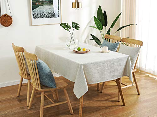 AmHoo Rectangle Heavy Weight Tablecloth Waterproof Cotton Linen Table Covers for Kictchen Dining Indoor and Outdoor Use 60×104Inch Beige