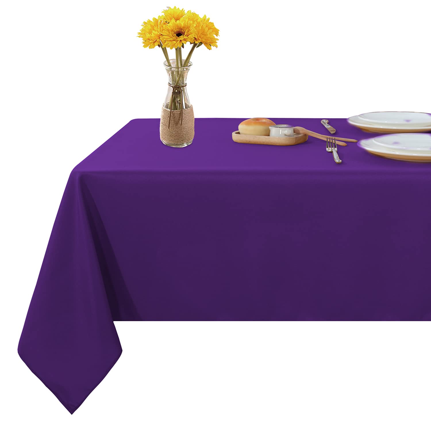 Photo 1 of Fitable Square Tablecloth 60x60 inch Tablecloth Stain and Wrinkle Resistant Washable Polyester Table Cloth for Buffet Parties and Camping, Purple