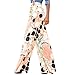 LOSRLY Women Floral Print High Waist Belt Palazzo Wide Leg Boho Pants Plus Size-Orange XL 16 18