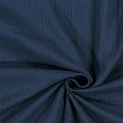 Fabulous Fabrics Musselin Stoff – Marineblau — Meterware ab 0,5m — Oeko-Tex Standard 100 — Musselinstoff zum Nähen von Kinderbekleidung, Babybekleidung und Blusen und Hemden