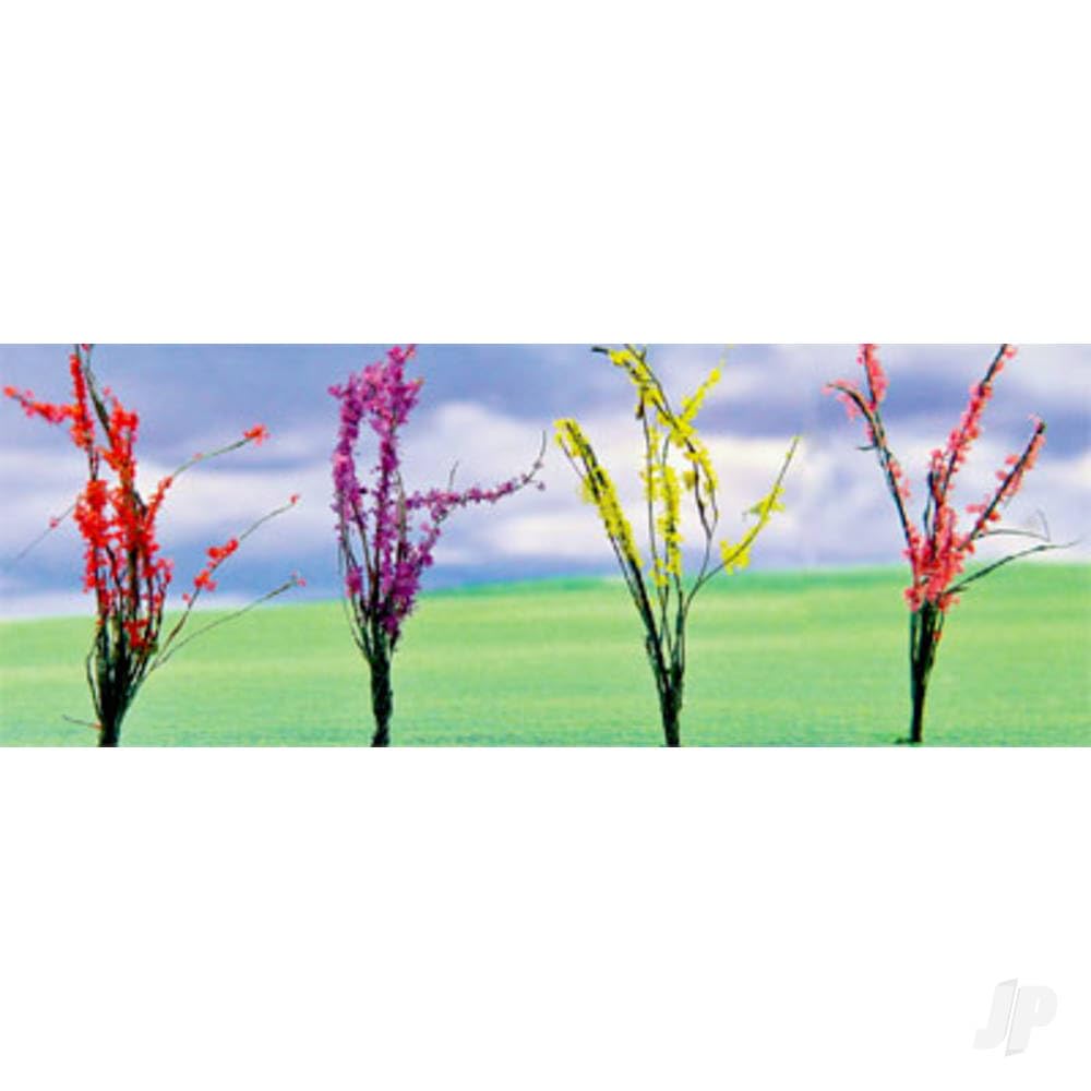 JT Flower Bushes Assorted, 1" to 1-1/2", O-Scale, (32 pack)