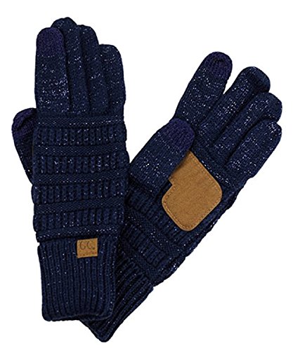 BYSUMMER C.C. Smart Touch Winter Warm Knit Touchscreen Texting Gloves (Metalic Navy)