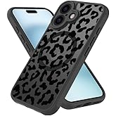 Aconfei for iPhone 16 Plus Magsafe Case, Magnetic Black Leopard Design Cute Soft TPU Shockproof Protective for Girls Women Phone Cover