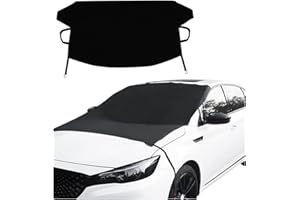 AUKEPO Car Windshield Snow Cover, 600D PVC Coated Polyester Fabric Windproof Waterproof Windshield Cover/Protector for Snow Frost, Applicable to All Seasons, Windproof Cover Fits Most Cars, SUV, Van