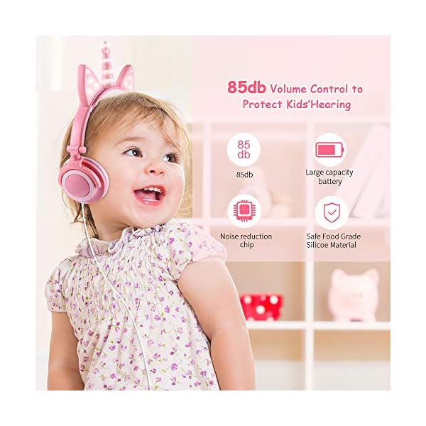 Unicorn-Kids-Headphones-Glowing-Cat-Ear-Headphones-with-85db-Volume-Limit-Foldable-Headphones-for-Kids-Girls esonstyle Unicorn Kids Headphones, Glowing Cat Ear Headphones with 85db Volume Limit, Foldable Headphones for Kids Girls
