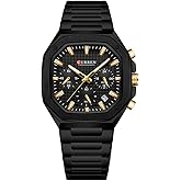 RNONDRY Luxury Watches for Men Dress Watch Mens Chronograph Analog Watch Men Stainless Steel Waterproof Watches 6-Hands Square Watches