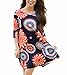 MIROL Women's 3/4 Sleeve Floral Print Swing Shift Casual Tunic Tshirt Dress with Pocket