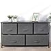 SUPER DEAL Wide Dresser for Bedroom, 5 Drawer Fabric Storage Organizer Chest Heavy Duty Steel Frame Wood Top for Kids Toys Livingroom Closet Nursery Hallway, Dark Grey
