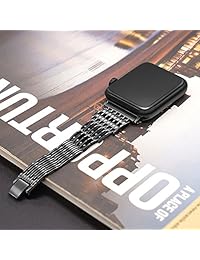 Moonooda   Correa de metal para Apple Watch Series 3 2 1, iWatch Band 1.496 in 1.654 in para mujer, oro rosa oro plata negro 4 colores disponibles