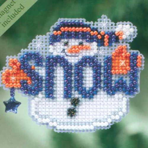 Snow Buddy Beaded Counted Cross Stitch Christmas Ornament Kit Mill Hill 2010 Winter Holiday MH18-0304