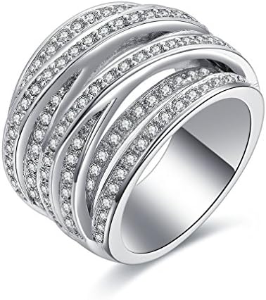 Bella Lotus Vintage Interwined CZ Paved 18k Platinum Plated Fashion Rings for Women, Size 9