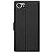 Amzer Wallet Case, PU Flip Case Cover for KeyOne with Built-in Credit/ID Card Slots - Black