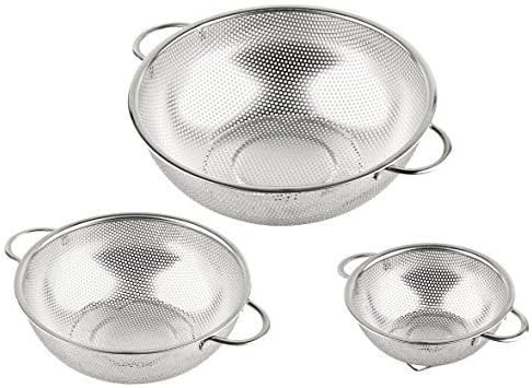 Set of 3 Stainless Steel Micro-Perforated Colander