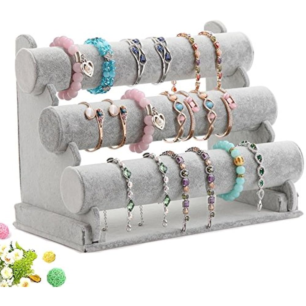 Triple Jewelry Towers Bracelet Holder Display Stand Watch Bangle Bar