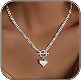 Airmb Heart Necklace for Women Gold/Silver Plated Trendy Heart Choker Lover Pendant Hypoallergenic Fashion Gold/Silver Necklace for Women Love Jewelry Gift for Women Girlfriend