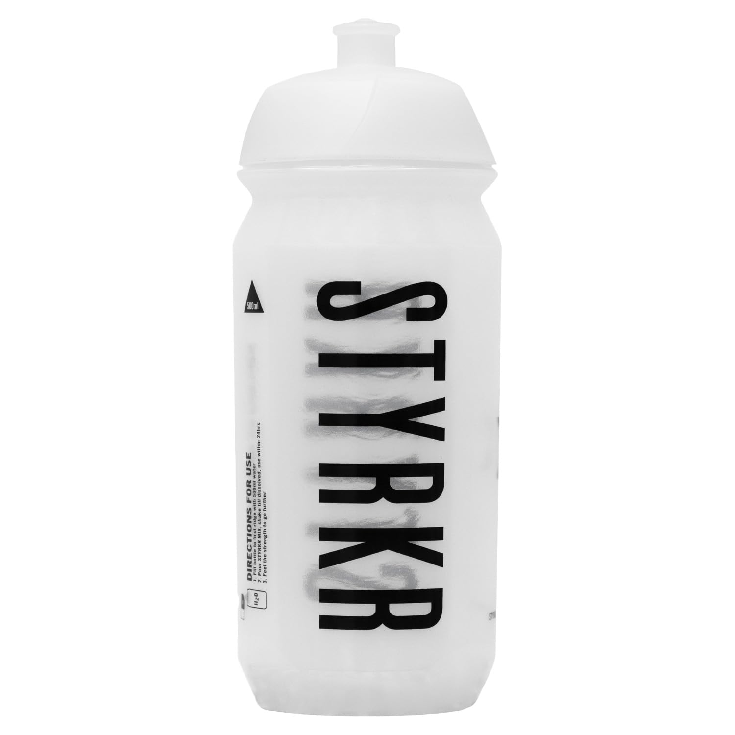 STYRKR Sports Water Bottle 500ml Cycling Water Bottle in Clear/Transparent - Squeezable, Wide Mouth & Easy Clean - Bike, Sports or Gym
