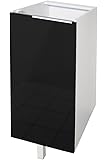 Meuble Bas De Cuisine Berlenus 1 Porte Noir Brillant 60cm | Rangement Élégant Et Pratique