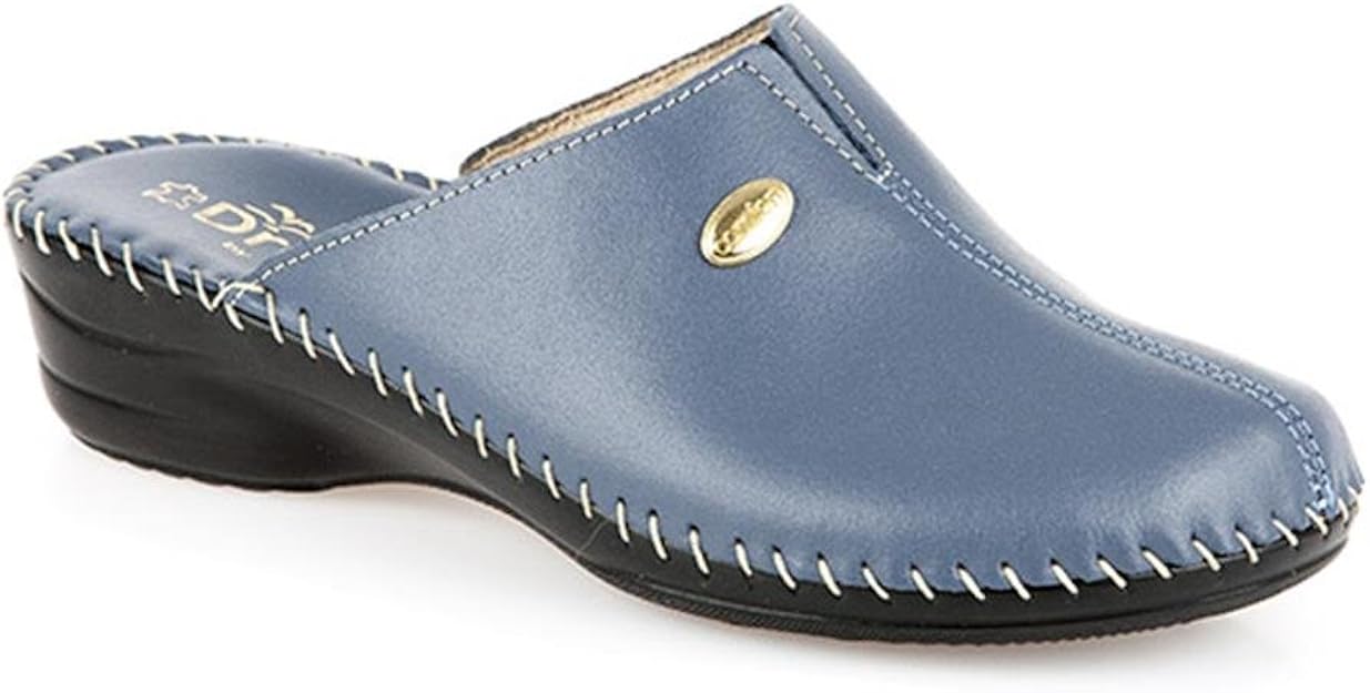 Fly Flot Soft Leather Clog with Metal Stud 125 037 Blue Size 10 UK