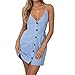 ANRABESS Women Summer Tie Back V-Neck Spaghetti Strap Button Down Midi Dress