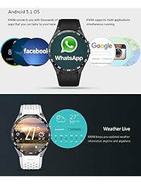 KW88   Reloj inteligente con WiFi 3G, para teléfono móvil, Bluetooth, Android 5.1, tarjeta SIM con GPS, cámara, monitor de frecuencia cardíaca, mapa de