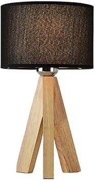 Tischleuchte Mit Holzfuss Schirm Stoff Holz Tischleuchte Schlafzimmer Nachttischlampe Moderne Minimalistische Dekoration Mit Holz Stativ Leuchte Trend Breite 18 Cm Hohe 32 Cm Innenbeleuchtung Black Amazon De Kuche Haushalt