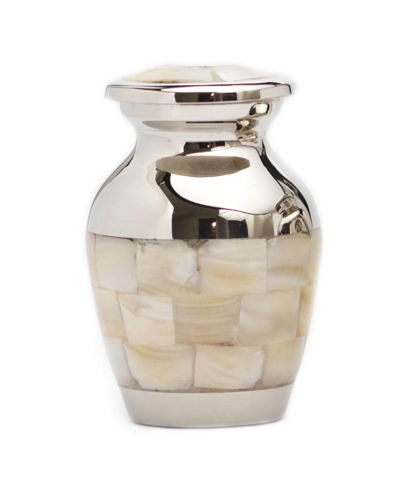 Royal Rapture Urn for Ashes Cremation Memorial Funeral Love Urns|Brass|Mother of Pearl Adult Child Human(Silver, 3") RMPR01-02