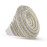 JanKuo Jewelry Two Tone Antique Style Round Cocktail Ring