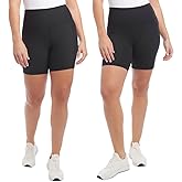 Danskin Women's High Rise Bike Shorts - Workout Shorts - Volleyball Shorts - Yoga and Dance, 2-Pack