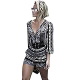 Jade Women Sexy Deep V Neck 3/4 Sleeve Romper Playsuit Jumpsuit Shorts(without Belt)