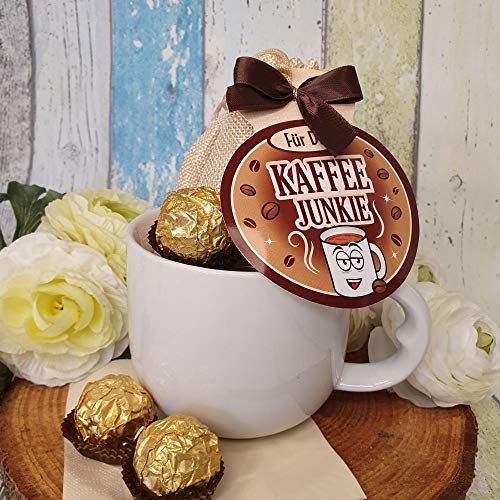 Kaffeesäckchen - Kaffee Junkie - als Geschenk für Kaffeeliebhaber und Kaffeegenießer. Witzige Geschenkidee mit Kaffee im… – Bild 3