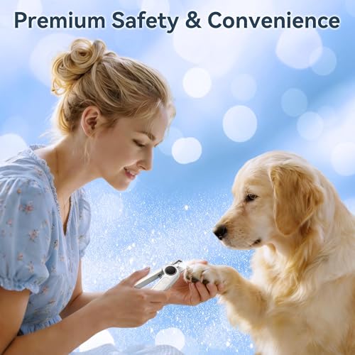 2-in-1 Quiet Electric Cat Nail Clipper & Grinder with Dual LED Lights, 3 Speeds for Large Medium Small Dogs Cats, Type-C Rechargeable, Nail Clipping Splash Guard for Anxious Dogs & Cats (White)