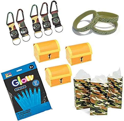 Treasure Chest - Camo Party Theme Favor Set - 12 Guests