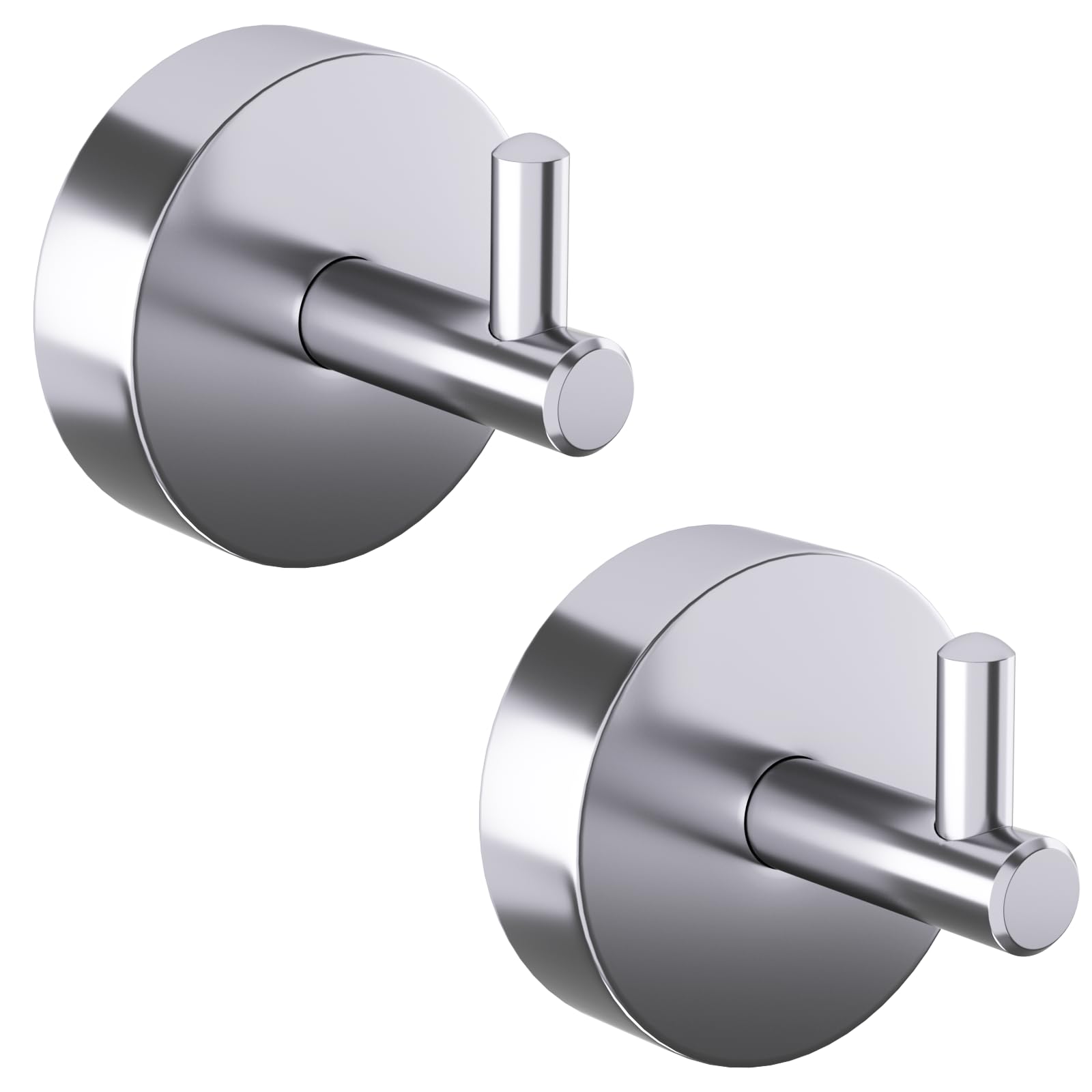 QNIIAED 2 Pack Towel Hooks for Bathrooms,Stainless Steel Door Hook Screw in for Coat Robe(Polished Stain Chrome)