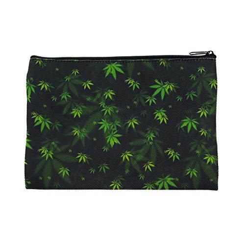 Marijuana weed pot leaf printed cosmetic pencil bag pouch travel
