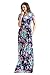 Lovezesent Women's Floral Print O Neck Short Sleeve Long Maxi Casual Dresses Large Blue