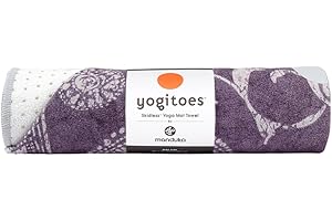 Manduka Yogitoes Yoga Towel – Rubber Grip Dots Non-Slip Bottom, Quick Dry Fitness Towel for Hot Yoga, Pilates, Exercise