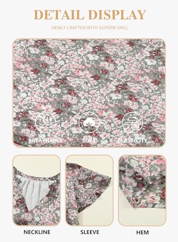 EYTINO WOMEN PLUS SIZE SUMMER TOPS FLORAL PRINTED V NECK CASUAL LOOSE SHORT SLEEVE BLOUSES SHIRTS,2X GRAY