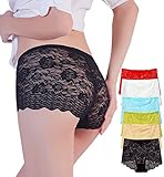 Eiggam Women’s Lace Panties, Sexy High Rise Boyshort Rose Embroidered Underwear Briefs for Women (X-Large, Multicolored,6 Pack)