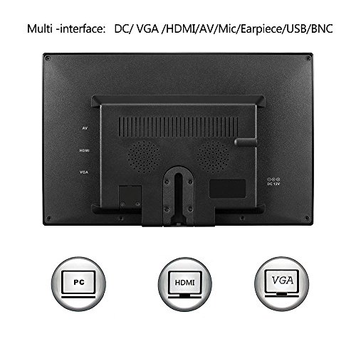 ATian 9" HD TFT LCD Portable 1080P 1080x720 (16:9 ) High Resolution Color Screen Video Monitor Security Monitor with VGA AV HDMI Input Remote Controller for PC & CCTV & Home Security.