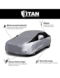 Titan   Funda para coche ligera para Toyota Corolla, Nissan Sentra y mucho más, resistente al agua, mide 185 pulgadas, incluye cable y cierre, y cuenta con una cremallera para la puerta del conductor.