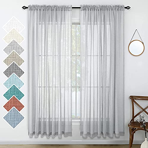 Grey Curtains 84 Inches Long for Bedroom Set 2 Panels Pair Rod Pocket
