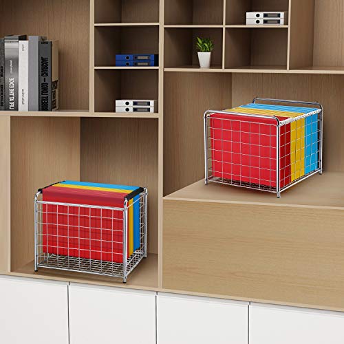 Simple Trending Desk Hanging File Box Storage Bin Organizer - Letter/Legal Office Hanging File Folder Holder, Chrome