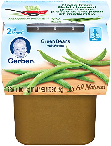 Gerber 2nd Foods Green Beans, 4 Ounce Tubs, 2 Count (Pack of 8)