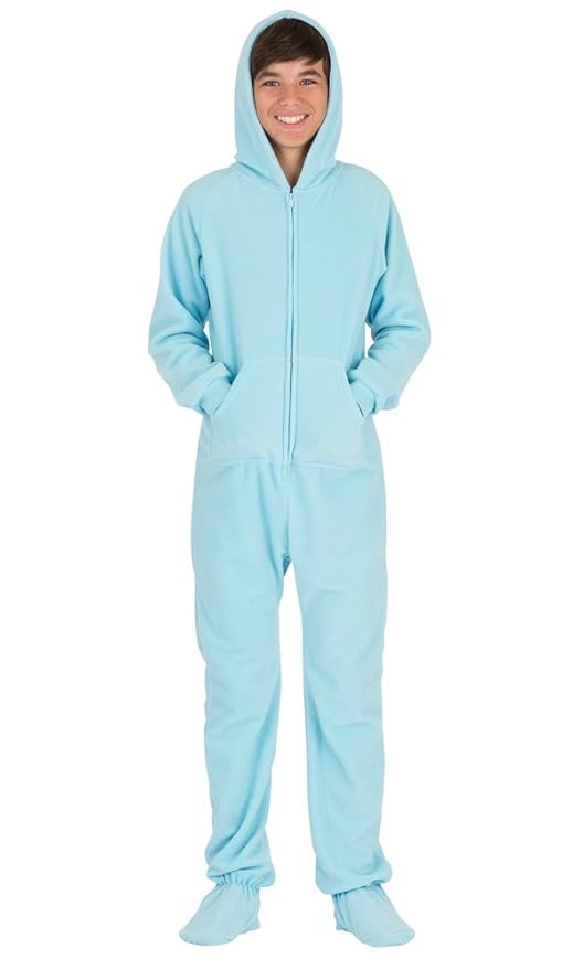 Footed Pajamas Baby Blue Kids Hoodie One Piece Extra