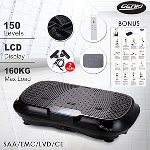 GENKI YD-1010B-B Ultra Slim Vibration Machine Plate Platform Whole Body Shaper Trainer Exercise Black